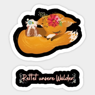 Fuchs Eule Wald Retten Prinzessin Blumen Süß Sticker